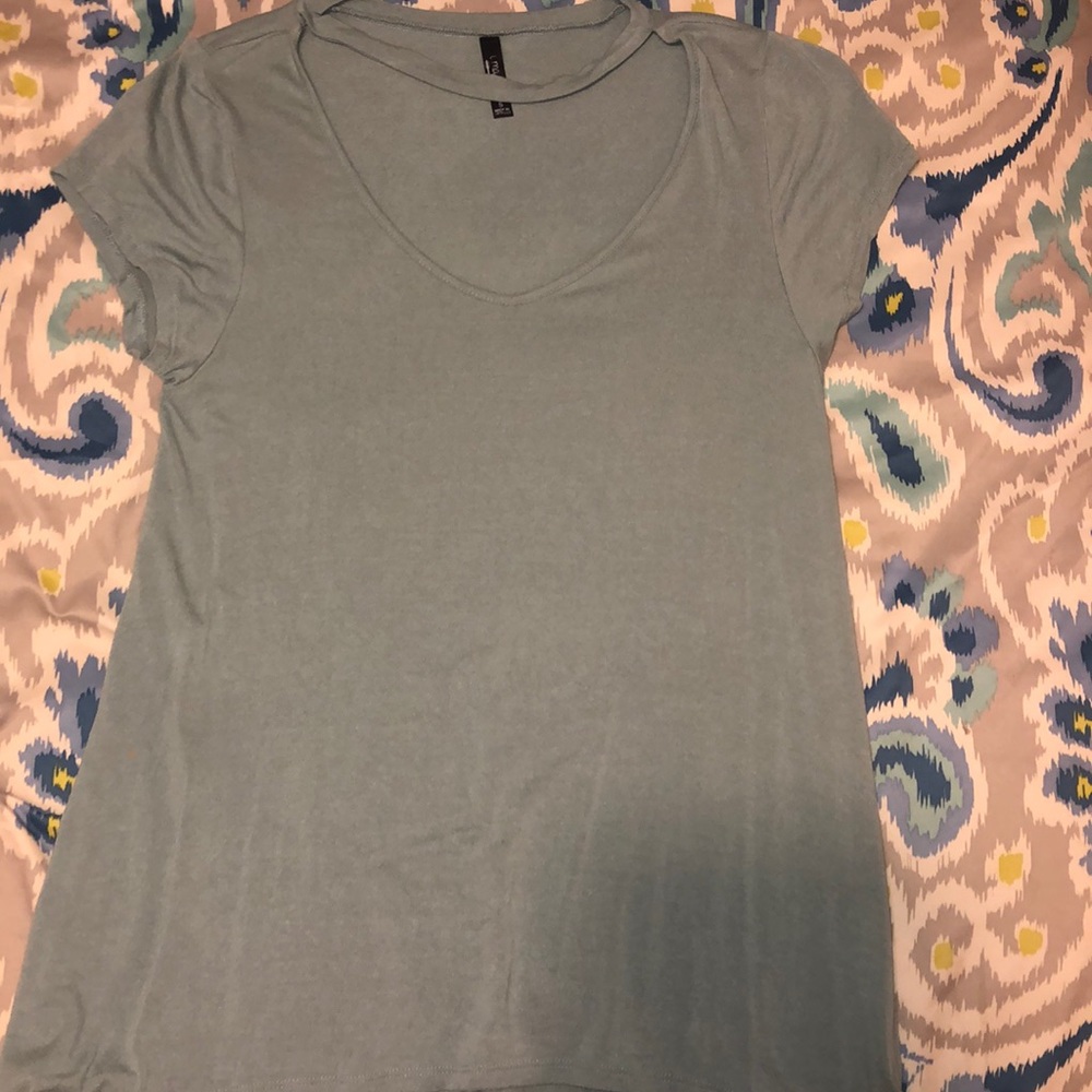 Teal cutout blouse